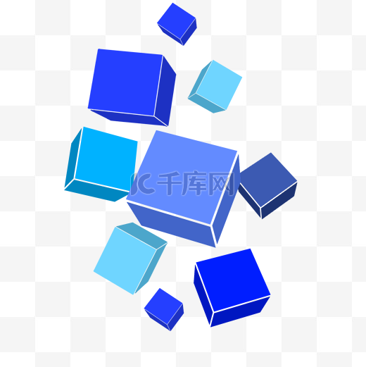 蓝色正方体立体几何图片