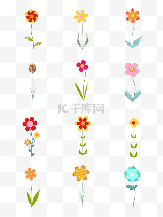 卡通插画装饰12款花朵图片