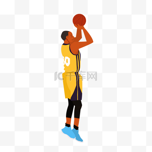 篮球运动健身投篮动作欧美风格卡通人物造型免抠图图片