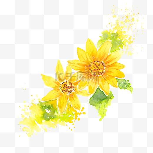 水彩黄色菊png图片