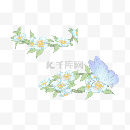 小清新蝴蝶花环装饰图片