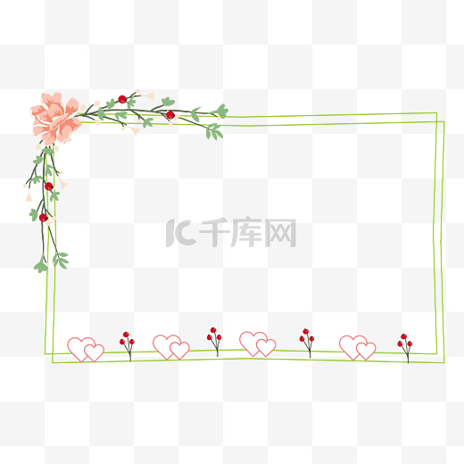 情人节唯美花藤简约绿色细线植物可爱矢量边框图片