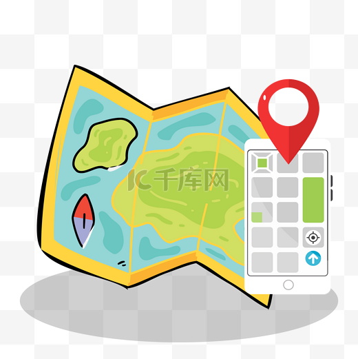 手机定位地图插画图片