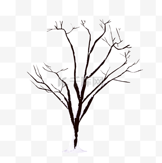 大雪盖落叶枯榕树图片