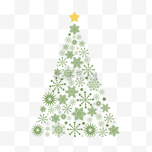 圣诞节卡通扁平雪花组合圣诞树元素图片