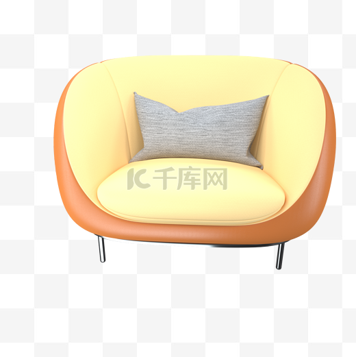 3D橙色皮质沙发图片