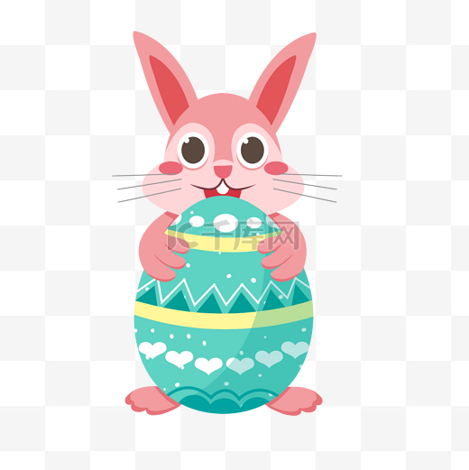 抱彩蛋的小兔子矢量素材图片