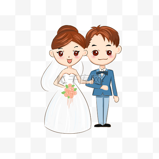 结婚Q版卡通插画图片
