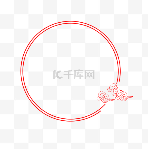 手绘红色中国风线条边框图片