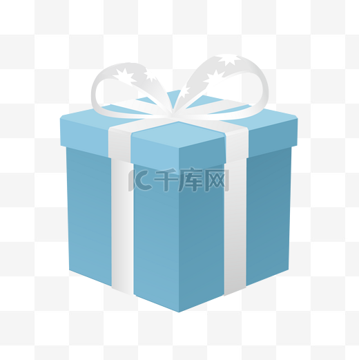 节日生日银色丝带蓝色礼物盒元素图片