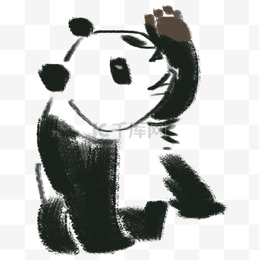 大熊猫水墨风格插画图片