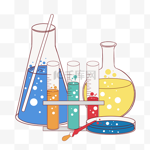 化学实验瓶子试管插画图片