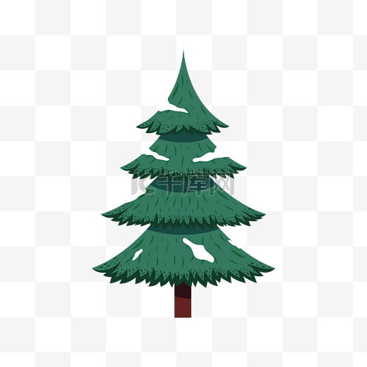 绿色圣诞节日树木扁平化图片