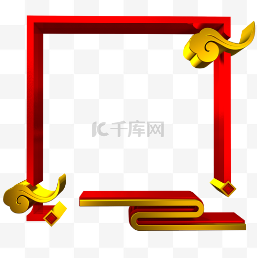 c4d中国红门形边框图片