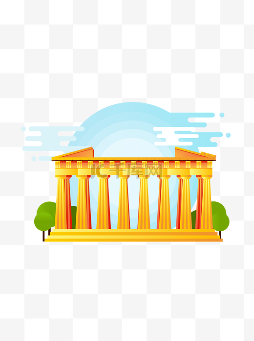 欧洲希腊标志建筑帕特农神庙矢量元素图片