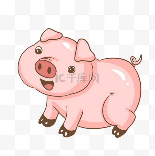 可爱的粉色小猪插画图片