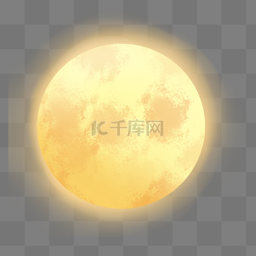 黄色圆弧月亮元素图片