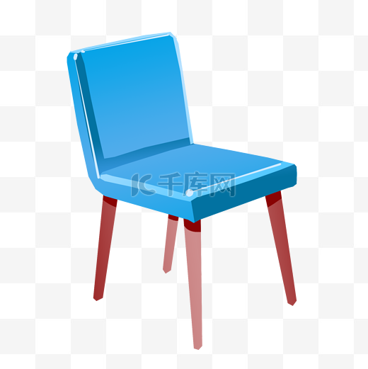 手绘蓝色的椅子插画图片