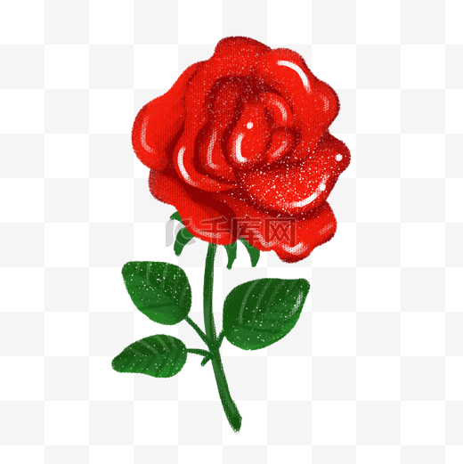 手绘一枝玫瑰花插画图片