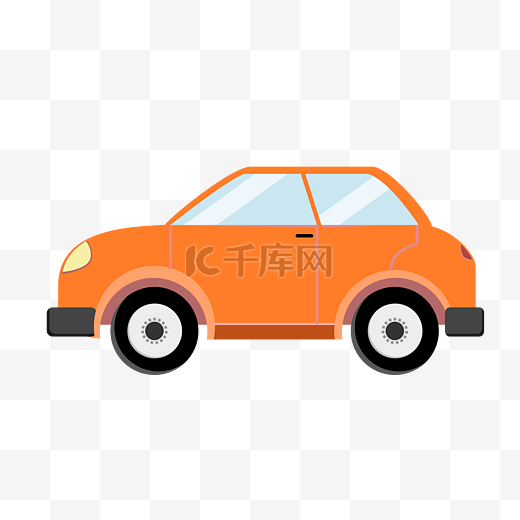 橙色的小汽车插画图片