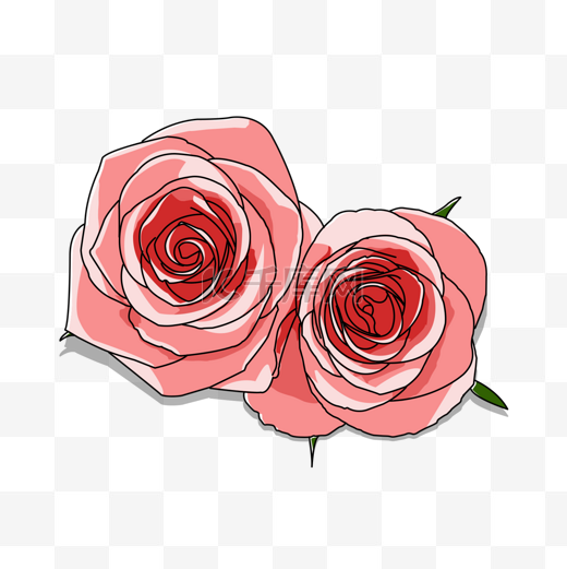 情人节手绘卡通玫瑰花图片