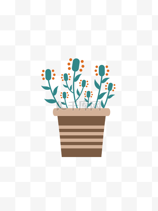 小清新植物盆栽插画扁平卡通可爱可商用元素图片