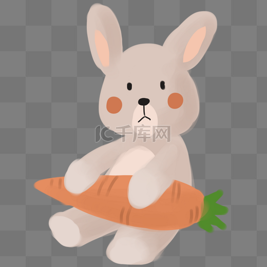灰色扁平化吃萝卜的小兔子图片