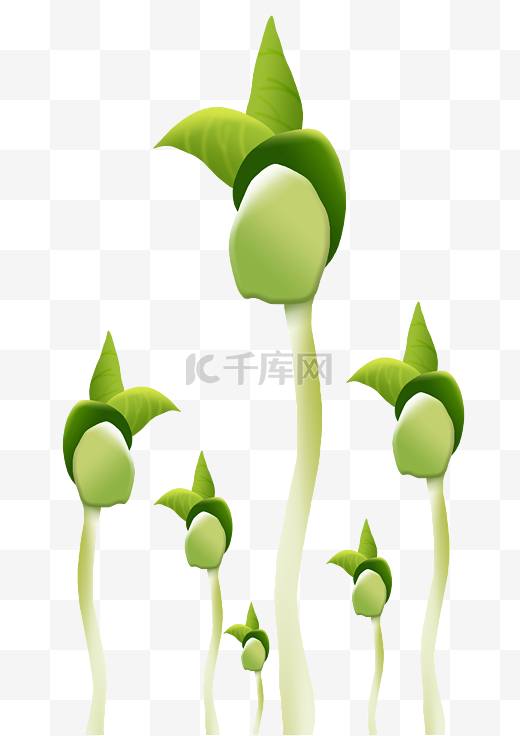 春天植物绿色小清新嫩芽豆芽免抠高清素材图片