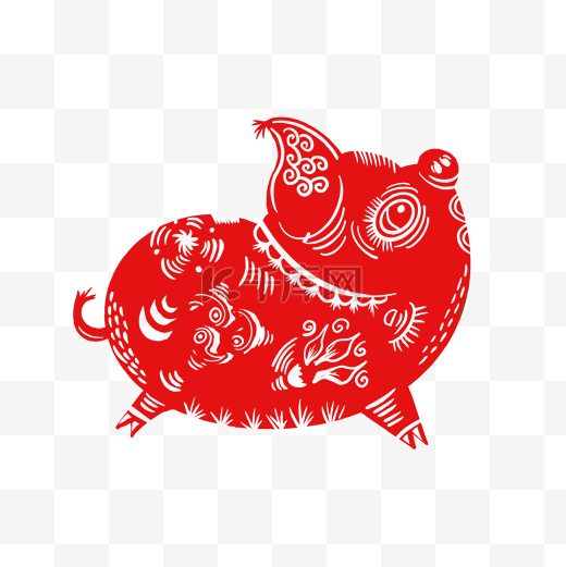 2019年新年春节剪纸猪吉祥物图片