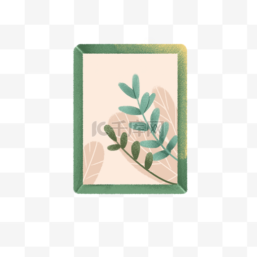 彩绘绿色植物盆栽壁画元素图片