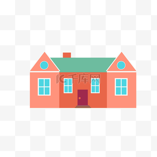 红色的平房房子图片