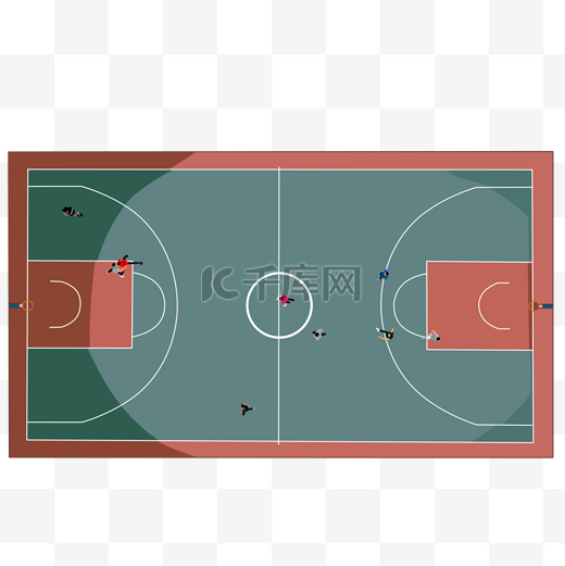 学校篮球运动场插画图片