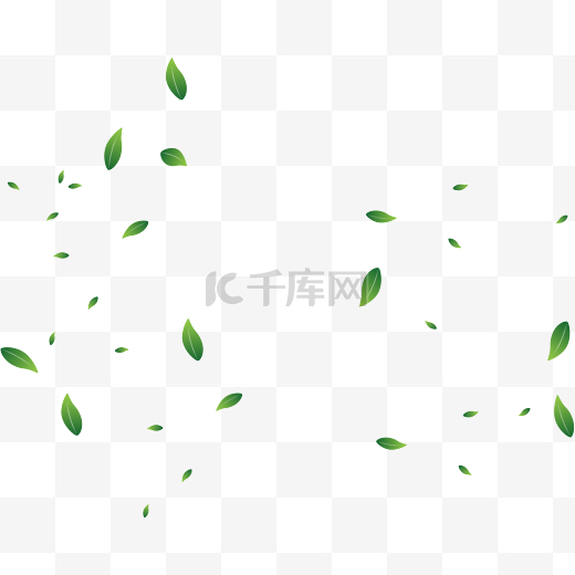 绿色漂浮树叶矢量透明png图片