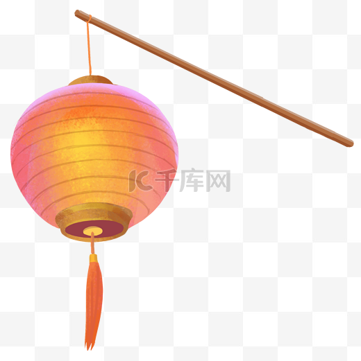 卡通手绘中国风元宵节插画红灯笼图片