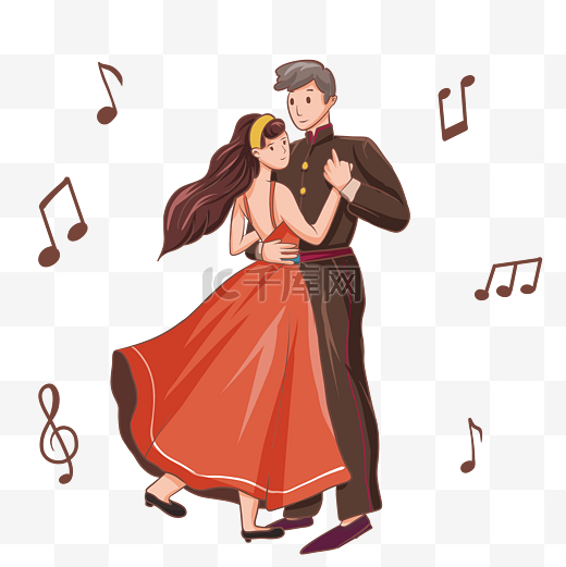 双人舞舞蹈音符插画图片