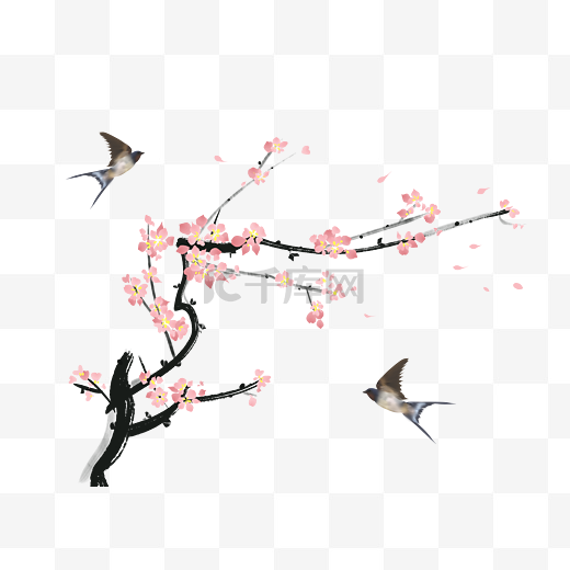 中国风水彩手绘花鸟图片