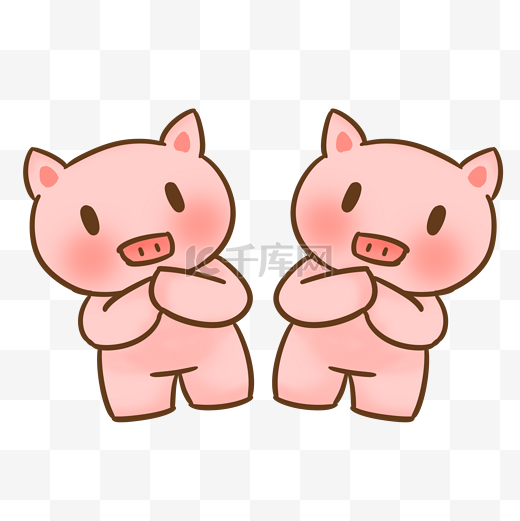 猪年2019年新年双猪拜年喜庆洋洋春节祝福庆祝图片