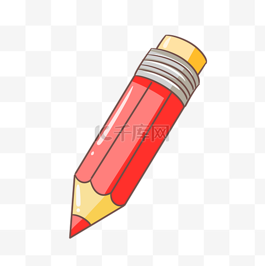 红色的铅笔手绘插画图片