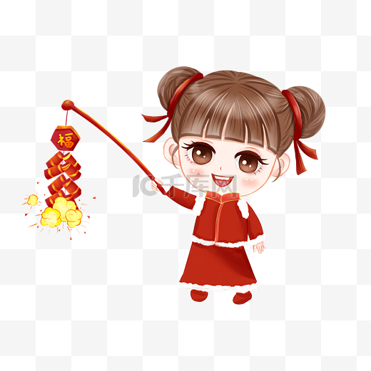 春节放爆竹的小女生PNG免抠图图片