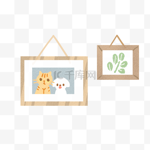 手绘猫狗壁画装饰图片