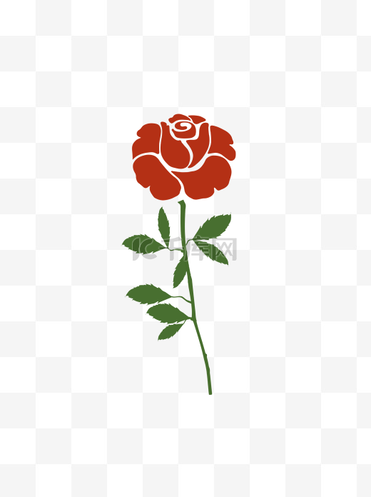手绘矢量红色玫瑰花浪漫节日植物元素图片