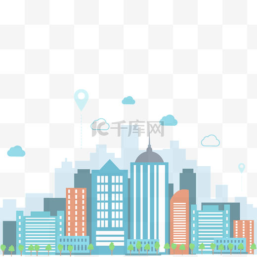 卡通城市楼盘免抠图图片