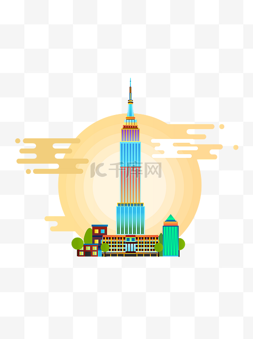 北美洲美国标志建筑帝国大厦矢量元素图片