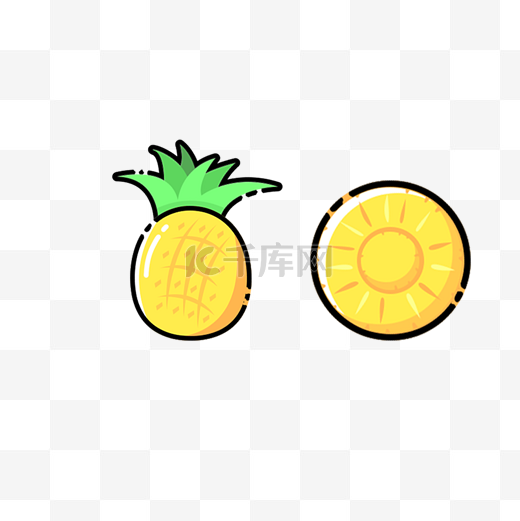 手绘黄色菠萝插画图片