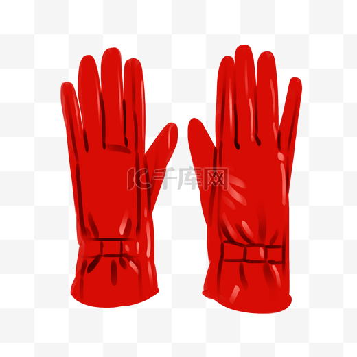 红色皮质手套 图片