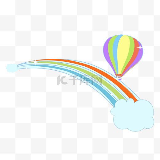 矢量免扣彩虹热气球图片