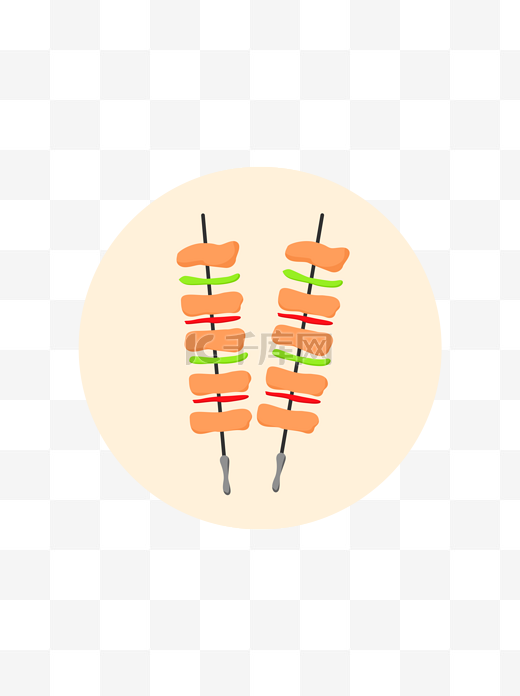 微立体扁平化食物之烤串可商用元素图片
