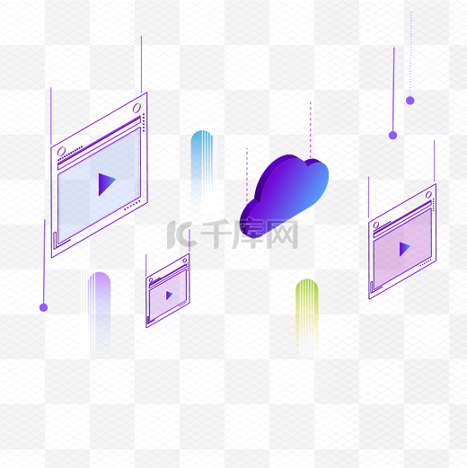 紫色简约科技线框元素图片