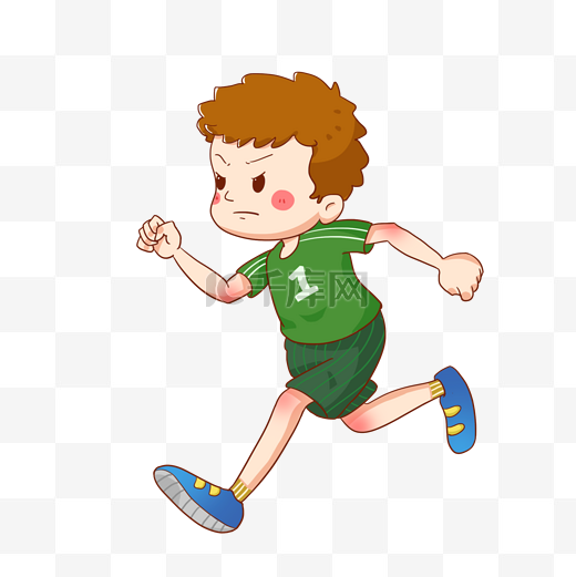 秋季运动会用力奔跑的男孩免抠素材PNG图片