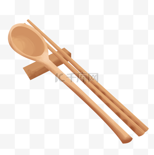 餐具筷子勺子手绘插画psd图片